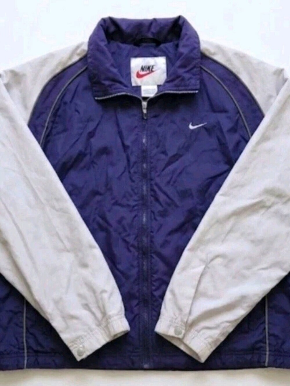 Vintage Nike Windbreaker Jacket Purple White Colorblock Y2K Youth L 12-14